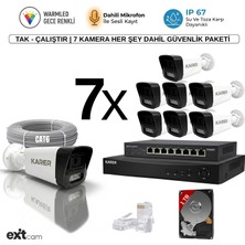 Karer 7'li Ip-5mp-Poeli-Sesli -Gece Renkli- Su Geçirmez- Full Hd-1tb-Güvenlik Kamera Seti