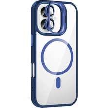  Apple iPhone 16 Plus Remim Lensli Magsafe Standlı Kapak - Lacivert