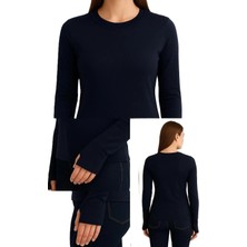 Hayalet Modal Pamuk Kumaş Parmak Geçirmeli Bisiklet Yaka Body