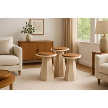 Levent Mobilya ve Aksesuar Prizma Ece Zigon Sehpa, Traverten-Ekru