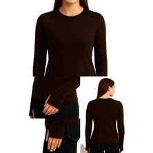 Hayalet Modal Pamuk Kumaş Parmak Geçirmeli Bisiklet Yaka Body