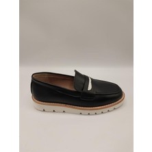 Ametist Malta Siyah Deri Kadın Loafer Ayakkabı – Hakiki Deri, Poli Taban