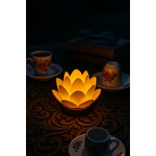 Lotus Çiçeği Tasarım Pilli LED Mum | Dekoratif Meditasyon Ambiyans Mumluk | Gece Lambası (MUS3D)