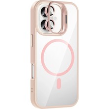  Apple iPhone 16 Plus Remim Lensli Magsafe Standlı Kapak - Pembe
