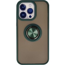  iPhone 13 Pro Kılıf Montreal Yüzüklü Silikon Kapak - Yeşil