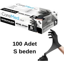 Coremed Nitril Siyah Pudrasız Muayene Eldiveni L - 1 Paket 100 Lü