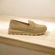 Ametist Carle Bej Süet Kadın Loafer Ayakkabı