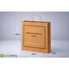 packolay Özel Baskılı Kraft Çanta-Içten Saplı [28*17*29 Cm]-Logo,mesaj Baskılı, Hediyelik PAKETLEME-100 Adet