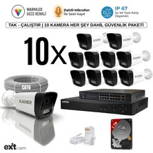 Karer 10'lu Ip-5mp-Poeli-Sesli -Gece Renkli- Su Geçirmez- Full Hd-1tb-Güvenlik Kamera Seti