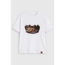 Markapia Man Erkek Bisiklet Yaka %100 Pamuk Blok Baskılı T-Shirt