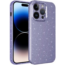 Apple iPhone 14 Pro Max Kılıf Kamera Korumalı Simli Lüks Nrtk Koton Kapak-Mor