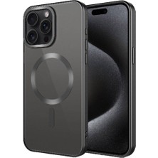 Apple iPhone 15 Pro Max Kılıf Mat Tasarımlı Magsafe Wireless Şarj Özellikli Nrtk Mat Setro Kapak-Siyah