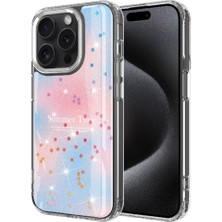 Apple iPhone 15 Pro Kılıf Simli Desenli Parlak Nrtk Task Kapak-Mavi