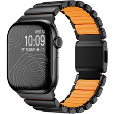 Watch 44MM Zore KRD-152 Titanyum Silikon Kordon - Siyah-Turuncu