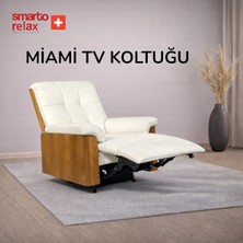 Smarto Relax Tv Koltuğu – Miami Serisi, Elektrikli Masaj & Isıtma, Hız/timer Ayarlı, USB  Şarj, , Deri, Doğal Ahşap Panel, Ergonomik Baba Koltuğu