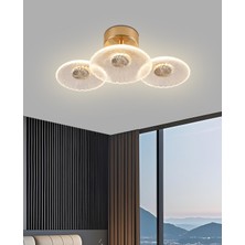 Apliqa Darra Gold 3'lü Plafonyer Metal Malzeme ile Şık Tasarımlı Kristal LED Avize