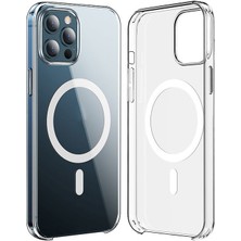 Apple iPhone 15 Pro Max Kılıf Nrtk Wireless Şarj Özellikli Şeffaf Orjin Kapak-Renksiz