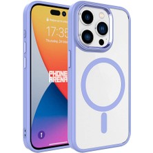 Apple iPhone 15 Pro Kılıf Wireless Şarj Özellikli Nrtk Krom Magsafe Silikon Kapak-Lila
