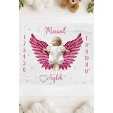 Lilabio %100 Pamuk Isme Özel Bebek Fotoğraf Çekim Anı Örtüsü (120X100 Cm) Pembe Kanat