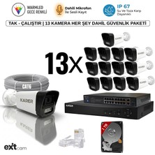 Karer 13'lü Ip-5mp-Poeli-Sesli -Gece Renkli- Su Geçirmez- Full Hd-1tb-Güvenlik Kamera Seti