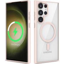 Galaxy S23 Ultra Kılıf Magsafe Wireless Şarj Özellikli Silikon Nrtk Ege Kapak-Pembe