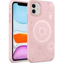Apple iPhone 11 Kılıf Nrtk Wireless Şarj Özellikli Desenli Hot Kapak-Rose Gold
