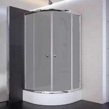 Sırduş 90X90X180 Oval Parlak Profil Komple Kumlu Cam Duş Kabini (Tekne Hariç)