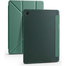 Galaxy Tab A7 10.4 T500 2020 Kılıf  Uyumlu Nrtk Tri Folding Kalem Bölmeli Standlı Kılıf-Koyu Yeşil