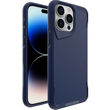 Apple iPhone 15 Pro Kılıf Nrtk Airbag Kenarlı T-Max Mat Standlı Kapak-Lacivert