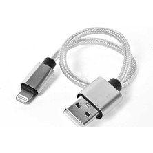 Gümüş 30 cm Halat Lightning USB Kablo