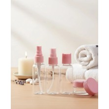 Epilons 5 Parça Seyahat Boy Kozmetik Seti Şeffaf Düzenleyici 30 ml Sıvı ve Sprey Şişe