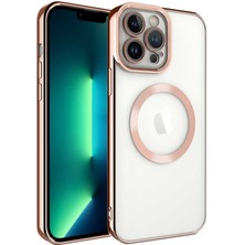 iPhone 13 Pro Kılıf Magsafe Wireless Şarj Özellikli Nrtk Setro Silikon-Rose Gold