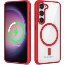 Galaxy S23 Kılıf Magsafe Wireless Şarj Özellikli Silikon Nrtk Ege Kapak-Kırmızı