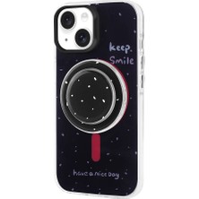 Apple iPhone 15 Kılıf Magsafe Şarj Özellikli Tak-Çıkar Pop Soketli Nrtk Tiktok Kapak-Siyah