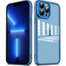 Apple iPhone 13 Pro Max Kılıf Kamera Korumalı Transparan Nrtk Post Kapak-Mavi