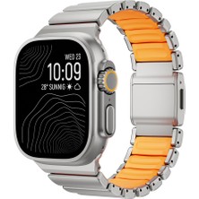 Watch Ultra 49MM Zore KRD-152 Titanyum Silikon Kordon - Gri-Turuncu