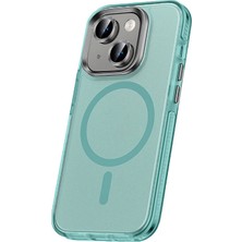 Apple iPhone 15 Plus Kılıf Airbagli Magsafe Wireless Şarj Özellikli Lens Koruyuculu Nrtk Klaptika Kapak-Koyu Yeşil