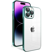 Apple iPhone 13 Pro Max Kılıf Kamera Korumalı Renkli Çerçeveli Nrtk Garaj Kapak-Koyu Yeşil