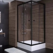 Sırduş 100X80X190 Dikdörtgen Siyah Profil Şeffaf Cam Duş Kabini (Tekne Hariç)