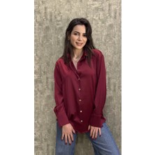 Leilaa V Yaka Manşetli Saten Gömlek