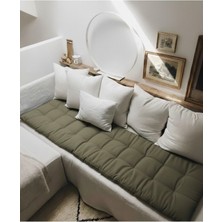 Moda Kesim Keten Koltuk Şiltesi 5 cm Dolgulu | Balkon, Sedir ve Bank İçin Koltuk Minderi | Haki Koltuk Pedi