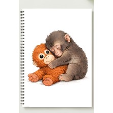 Black-One Maymun (Punch) Temalı A5 Metal Spiralli Çizgisiz Kalın Bristol Kapak Maymun (Punch) Temalı A5 Defter