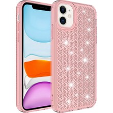 Apple iPhone 11 Kılıf Airbagli Parlak Tasarımlı Nrtk Snow Kapak-Pembe