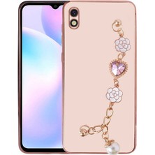 Xiaomi Redmi 9A Kılıf El Tutamaçlı Kamera Korumalı Nrtk Taka Silikon Kapak-Pembe