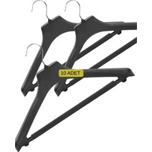 Entropiy 10 Adet Geniş Omuzlu Lüks Plastik Askı - 36 cm Omuz Genişliği, Süngerli Kaymaz Pantolon Barı, Kalın ve Dayanıklı Ceket Askısı