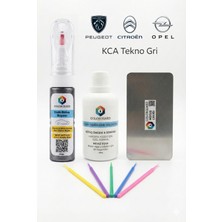 COLORGUARD Peugeot Citröen Opel KCA Tekno Gri İğneli ve Fırçalı 2 si 1 Arada Rötuş Boyası Yüzey Temizleme Solüsyonu Profesyonel ve Çapaksız Rötuş Çeliği 5'li Uygulama Çubuğu Seti
