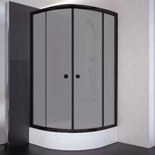 Sırduş 90X90X180 Oval Siyah Profil 06 Kumlu Cam Duş Kabini (Tekne Hariç)