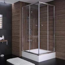 Sırduş 110X110X190 Kare Parlak Profil Şeffaf Cam Duş Kabini (Tekne Hariç)