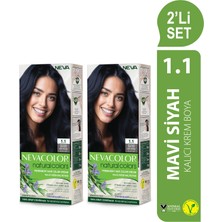 Nevacolor Natural Colors 2'Lİ SET 1.1 MAVİ SİYAH Kalıcı Krem Saç Boyası Seti