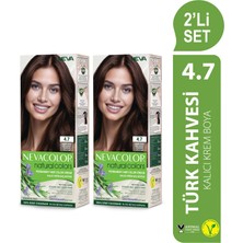 Nevacolor Natural Colors 2'Lİ SET 4.7 TÜRK KAHVESİ Kalıcı Krem Saç Boyası Seti